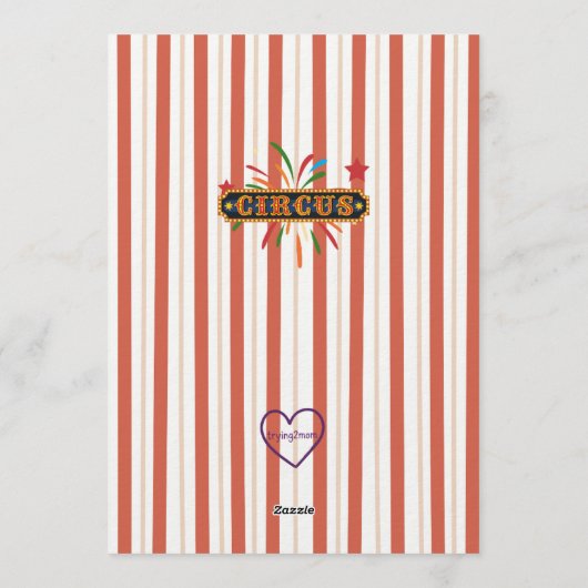 Come One, Come All, Greatest 1st Circus Birthday 招待状 (裏面)