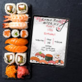 Come Roll With Us Sushi birthday  招待状