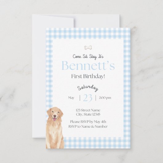 Come Sit Stay Birthday Invitation 招待状 (正面)