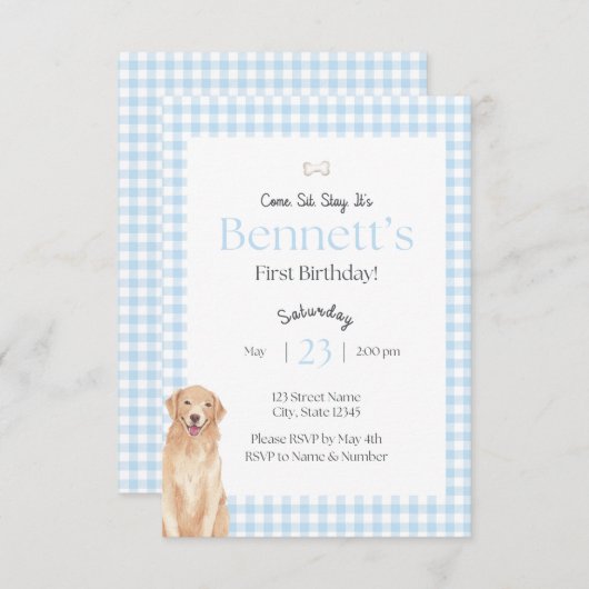 Come Sit Stay Birthday Invitation 招待状 (正面/裏面)