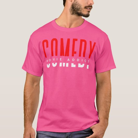 Comedy movie addict red white typography design gi tシャツ (正面)
