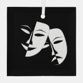 Comedy Tragedy Black and White Theatre Mask  ガラスオーナメント (裏面)