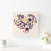 Comesticsハート スクエア壁時計 (ホーム)