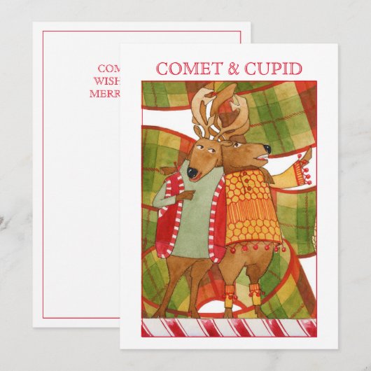 COMET CUPID 5x7フラットクリスマスカード シーズンカード (正面/裏面)