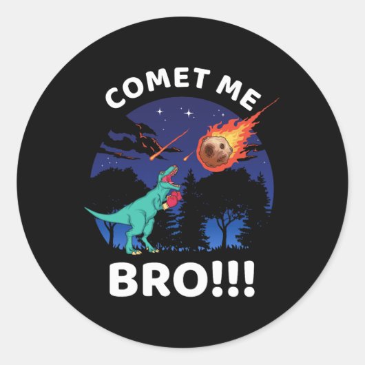 Comet Me Bro Funny Boxing T Rex Dinosaur Pun Extin ラウンドシール (正面)