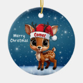 Comet Whimsical Reindeer Baby Woodland Animal 🦌🎄 セラミックオーナメント (正面)