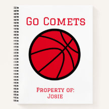 Comets Redパーソナライズされた Basketballスパイラルノート