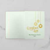 "Comfort and Joy" Elegant Pale Green Folded 箔シーズンカード (外側レイダウン)
