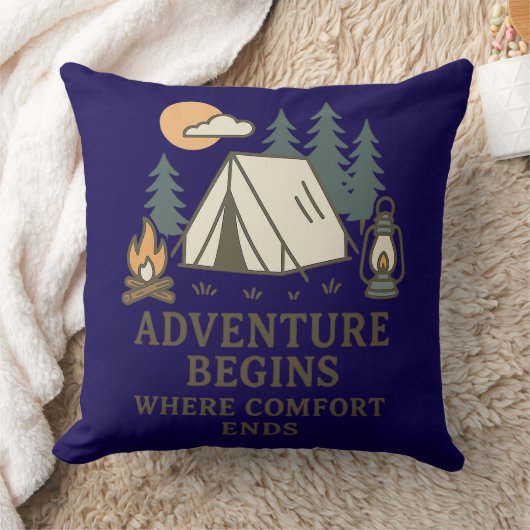 Comfort Ends | Rustic Camping Quote Throw Pillow クッション (ブランケット)