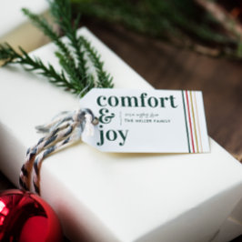 Comfort & Joy | おしゃれなフォレストグリーンのクリスマス ギフトタグ