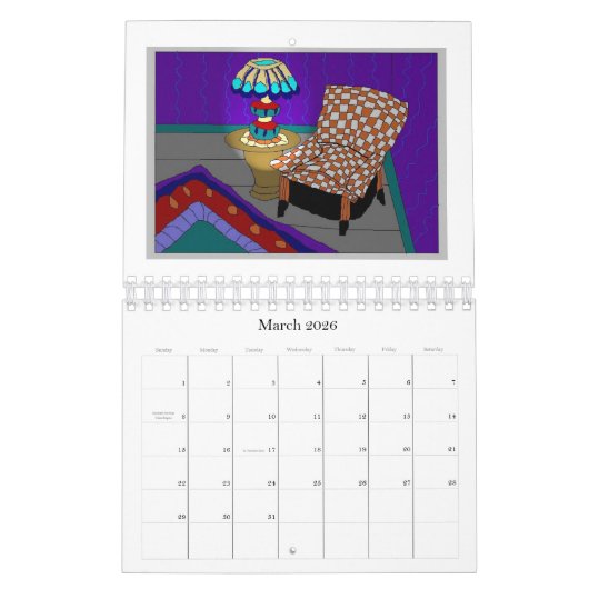 Comfortable Chairs Calendar カレンダー (3月 2026)