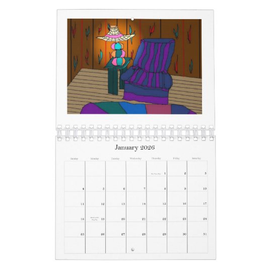 Comfortable Chairs Calendar カレンダー (1月 2026)