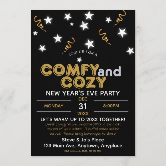 Comfy and Cozy New Year's Eve Party Invitation 招待状 (正面)
