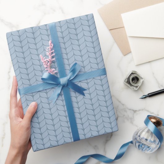 Comfy Cozy Knit Sweater Wrapping Paper - Blue ラッピングペーパー (ギフト)