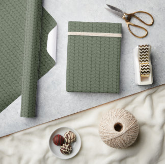 Comfy Cozy Knit Sweater Wrapping Paper - Green ラッピングペーパー