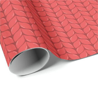 Comfy Cozy Knit Sweater Wrapping Paper - Red ラッピングペーパー