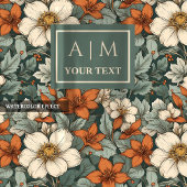 Comfy Olive Green Rust Copper Autumn Flower Art  フリースブランケット