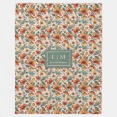 Comfy Olive Green Rust Copper Autumn Flower Art  フリースブランケット (正面)