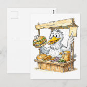 Comic Bird at Fish Stand ポストカード (正面/裏面)