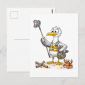 Comic Bird Beach Cleanup Crew ポストカード (正面/裏面)