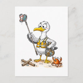 Comic Bird Beach Cleanup Crew ポストカード