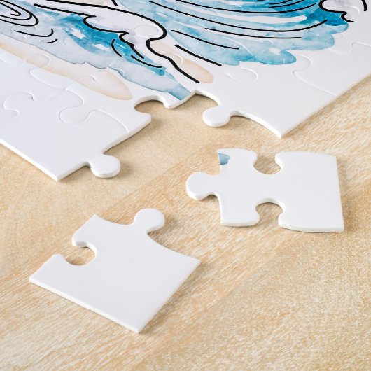 Comic Bird Beach Wind Check Postcard ジグソーパズル (側面)