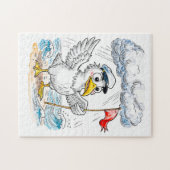 Comic Bird Beach Wind Check Postcard ジグソーパズル (横)