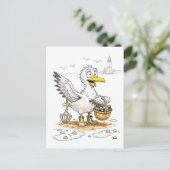 Comic Bird Collecting Shells ポストカード (スタンド正面)