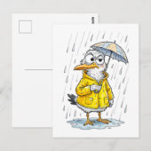 Comic Bird Rainy Day Duty ポストカード (正面/裏面)