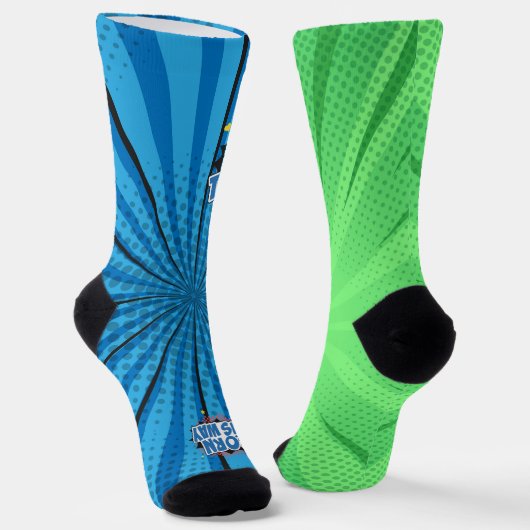 Comic Blue BTW Green POW ソックス (傾斜あり)