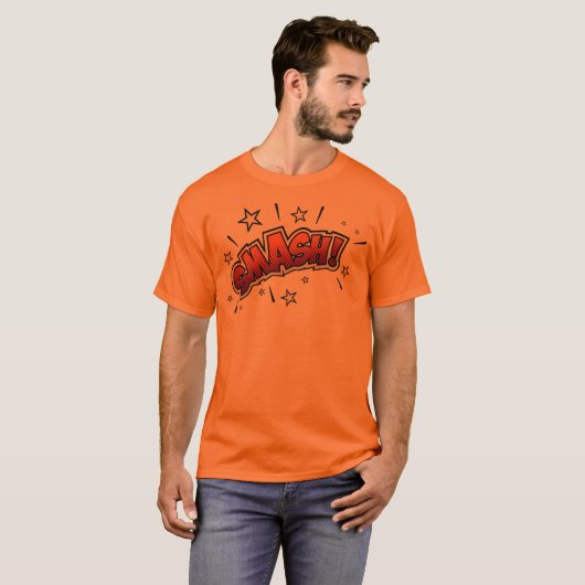 Comic Book Art Smash EXclamation Orange Tシャツ (正面フル)