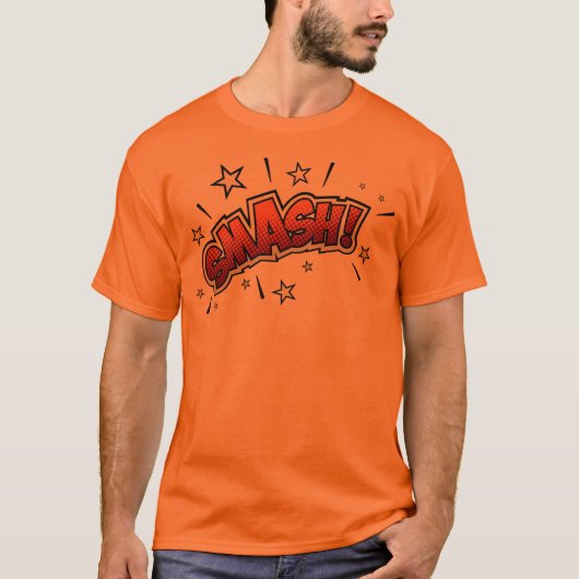 Comic Book Art Smash EXclamation Orange Tシャツ (正面)