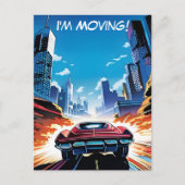 Comic Book Car Going Fast New Address ポストカード (正面)