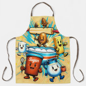 Comic book hippie baking ingredients cooking エプロン (正面)