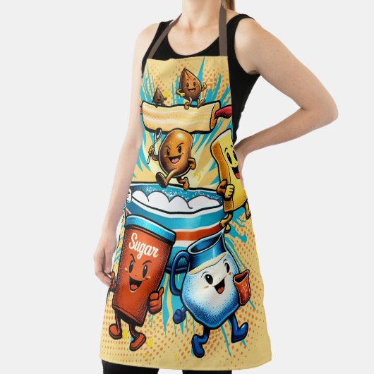Comic book hippie baking ingredients cooking エプロン (インサイチュ)