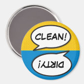 Comic Book Pop Art Dishwasher Clean Dirty マグネット (正面/裏面)
