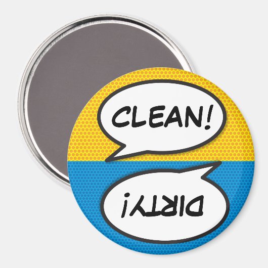 Comic Book Pop Art Dishwasher Clean Dirty マグネット (正面/裏面)