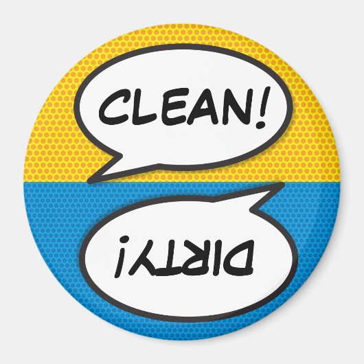 Comic Book Pop Art Dishwasher Clean Dirty マグネット (正面)