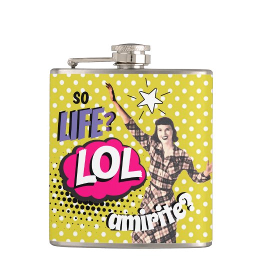 Comic Book Pop Art Retro Lady Funny フラスク (正面)