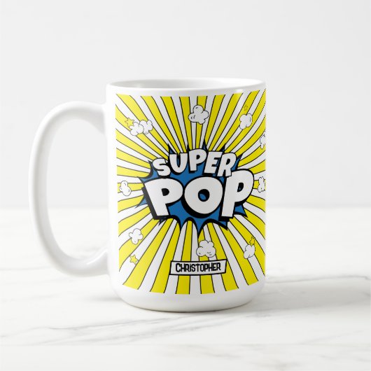 Comic Book Pop Art SUPER POP! Fun Pun Mug コーヒーマグカップ (左)