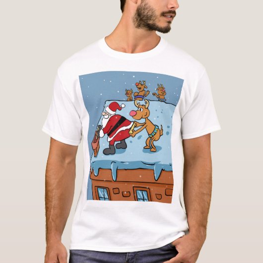 Comic cartoon Santa Claus christmas Tシャツ (正面)