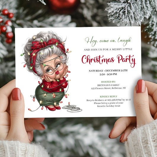 Comic Grandma Festive Christmas Celebration Invite 招待状