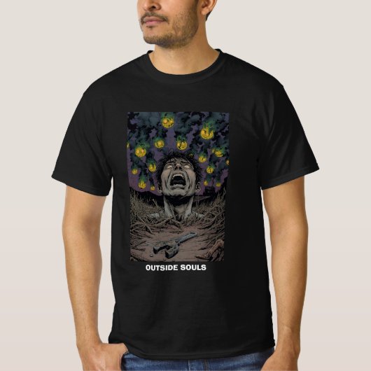 Comic Horror Nightmare Screaming Face Green Smoke Tシャツ (正面)