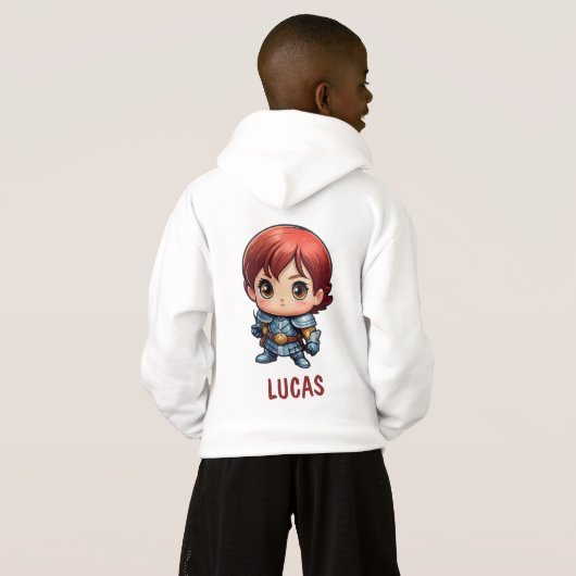 Comic Knight Chibi Character Kids Hoodie (裏面フル)