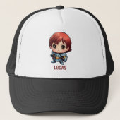Comic Knight Chibi Kid Character Trucker Hat キャップ (正面)