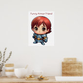 Comic Knight Funny Armor Friend Kids Wall Poster ポスター (キッチン)
