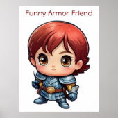 Comic Knight Funny Armor Friend Kids Wall Poster ポスター (正面)