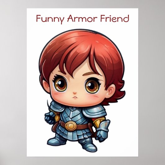 Comic Knight Funny Armor Friend Kids Wall Poster ポスター (正面)