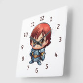 Comic Knight Kids Fantasy Bedroom スクエア壁時計 (傾斜)