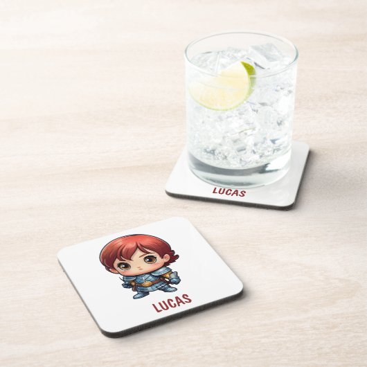 Comic Knight Personalized Kids Room Drink Coaster コースター (右側)